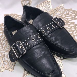 Vintage Havana est. 1954 Buckle and Studded Maureen Black Leather Flats …